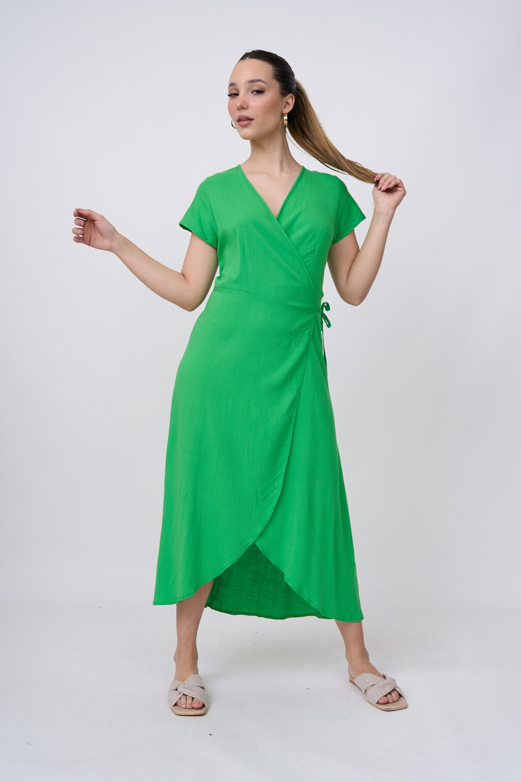 Art 242263 Vestido Largo Cruzado Lino Liso Anelen art-242263-vestido-largo-cruzado-lino-liso-anelen